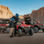 Family preparing to ride rental ATVs, UTVs, and dirt bikes in Twin Falls, Idaho — off-road adventure gear from Idaho Xtreme Rentals.